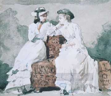  ADI Painting - Two Ladies Realism painter Winslow Homer